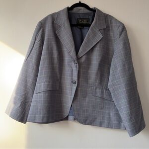 Terry Lewis Classic Luxuries Blue Plaid Blazer Jacket Plus Size 3X
